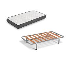 HOGAR24 ES Colchón Viscosoft + Somier Lama 100 + 4 Patas Cuadradas de 26 cm, 90x190 cm