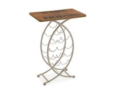 Versa Vadodara Mueble Alto con botellero con estantes de almacenaje, con Espacio para 12 Botellas, Medidas (Al x L, Madera y Metal, Marrón Y Beige, Standard, 23 x 46 x 90 cm