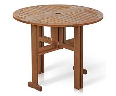 Furinno Tioman Hardwood Patio Furniture Mesa Redonda, Naturaleza, 89.9 x 89.9 x 70.9 cm