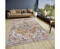 Hanse Home Strozzi - Alfombra Oriental clásica de Tejido denso con Adornos, Aspecto Vintage, Pelo Corto Suave para Dormitorio, Comedor, Sala de Estar, Color Beige y Azul, 80 x 240 cm