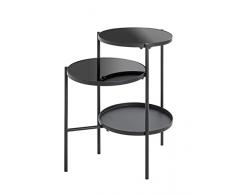 Haku Möbel Mesa Auxiliar, Metal Vidrio Templado, Negro, P 39 x L 56 x H 71 cm