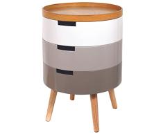 THE HOME DECO FACTORY HD6296 Mesita de Noche con baúl Gris con 3 cajones de Madera para decoración de Dormitorio, Multicolor, 38 x 55 x 38 cm