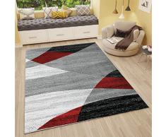 VIMODA Alfombra Moderna de diseño con Dibujo geométrico en Gris, Blanco, Negro y Rojo - Material Certificado ÖKO Tex, Maße:80 x 150 cm