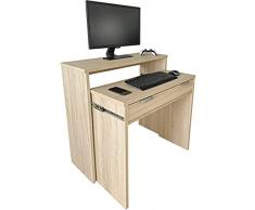 Duérmete Online Cambria, Mesa de Escritorio Totalmente Extensible, Mesas para Ordenador, Color, Práctica y Funcional, Madera, 90 x 33/64 x 73/86,5 cm