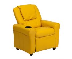 Flash Muebles contemporáneo Beige Vinilo niños reclinable con portavasos y reposacabezas