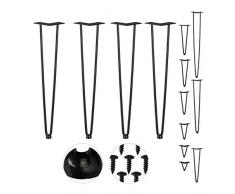 Relaxdays Pack 4 Patas Horquilla para Mesas, Muebles, Hairpin Legs, Metálicas, Acero y Goma, Alto, Negro, 60 cm-2 Barras