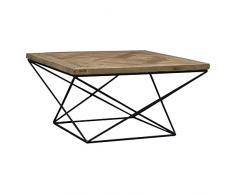 PÄRUMM Mesa de Centro de Madera de Olmo Reciclado y Hierro, Serie Sax, 42 x 80 x 80