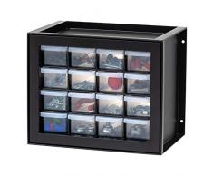 IRIS DPC-16 Herramientas de Almacenamiento de Piezas de plástico y gabinete de Manualidades, Negro, 16 Drawers