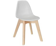 Home Deco Kids Silla escandinava Infantil (Polipropileno), Color Gris, 30x35x55,5