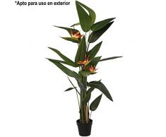 DRW Planta Artificial del Ave del paraíso en Verde y Rojo Anaranjado 180cm