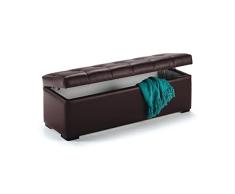 duehome Baul, Banco, Puff de Almacenaje, Arcon Elevable, Modelo Milos, Acabado en Simil Piel Color Chocolate, Medidas: 130 cm (Ancho) x 42 cm (Fondo) x 44 cm (Alto)