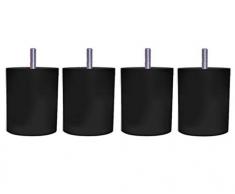 Margot – Camaleón Cilindro – Juego de 4 Patas de somier 7 x 7 x 9,3 cm, Madera, Negro, 7 x 7 x 9,3 cm
