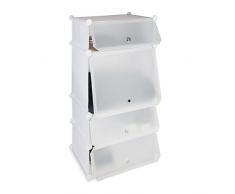 Relaxdays Zapatero Estrecho Modular con 4 Compartimentos, Plástico, Blanco, 91 x 49 x 36.5 cm