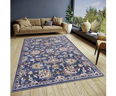 Hanse Home Caracci Alfombra Oriental – Alfombra clásica densa Tejida con Adornos y Motivos Florales, Pelo Corto Suave para Dormitorio, Comedor, salón, Pasillo, Cocina, Color Azul, 80 x 120 cm