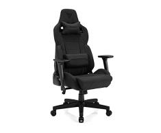 SENSE7 Juego de Tela Oficina Sentinel Gamer Silla ergonómica Reposabrazos Estructura de Acero de una Pieza Ángulo de inclinación Ajustable, Cuero, Negro, 40-48 x 72x59