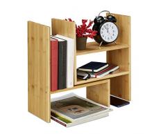 Relaxdays Estante Sobremesa Bambú, Organizador Ajustable, Escritorio, Cocina, Baño, de Superficies, 40 cm Alto, Natural