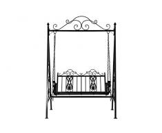 DRW Banco balancin Columpio de forja de 2 plazas 200X100X75 cm Mesa y Cristal de 5 mm