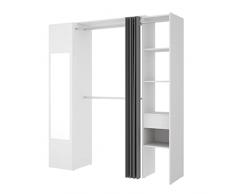 DEKIT GRUPO RIMOBEL Suit Armario vestidor con Espejo, Madera de ingeniería, Blanco, 205x176x50 cm