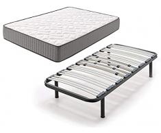 HOGAR24 ES Viscofarma 3D Colchón viscoelástico + Somier multiláminas con Patas y reguladores lumbares, 90 x 180 cm