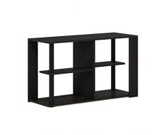 Furinno Romain Mesa de Centro con estantes, Madera de ingeniería, Espresso/Negro, 29.7 (D) x 80 (W) x 46.7 (H) cm