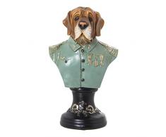 DRW Figura de un Busto de Perro con Uniforme de Resina con Multiples Colores 15x12x26cm