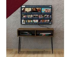 Homemania Mueble TV con Estante, Aglomerado Melamínico, Metal, Roble, Blanco, 80 x 40 x 56 cm