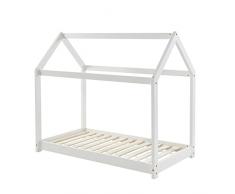 BAÏTA Cama Infantil cabaña Tiny Pino Blanco 70 x 140 somier Incluido