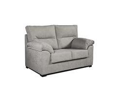 ECCOX - Sofá Ambar de 2 y 3 plazas - Sofá de Salón Tapizado en Tela Antimanchas Aqualine - Asientos Desenfundables y Lavables - Patas de Madera - Color Gris - 3 Plazas