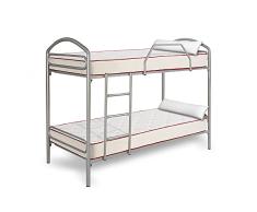 HOGAR24 ES Litera Metálica + 2 Colchones Viscoelásticos Viscoferta + 2 Almohadas de Fibra, 90 x 190