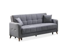 SHIITO - Sofá Cama de 3 Plazas con Arcón - 75 x 205 x 91 cm - Modelo Ícaro - Relax, Confort y Resistencia - Sistema de Apertura Clic-Clac - Color Gris