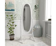 Home Discount nishano Cheval Espejo de pie Longitud Total de pie Espejo de tocador Ajustable Dormitorio Muebles de Madera, Color Blanco