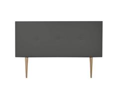 DUÉRMETE ONLINE Cabecero Premium Acolchado Modelo Milán, con Patas, Tapizado en Polipiel de Alta Gama, Madera, Gris, 210 x 60 cm (Cama 200)