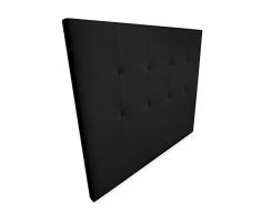 DUÉRMETE ONLINE Cabecero Burdeos Acolchado, Tapizado Premium en Polipiel de Alta Gama, Práctico y de Atractivo Diseño, Madera, Negro, 190 x 120 cm (Cama 180)