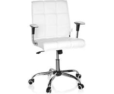 hjh OFFICE 719010 Silla de Oficina Ernesto Piel sintética Blanco, Silla de Escritorio con reposabrazos, Silla giratoria para computadora