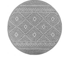 Mias Teppiche Adora - Alfombra Moderna, de Estilo Boho, Apta para Interiores y Exteriores, Especialmente Plana, Ideal para la Cocina y el Comedor, Gris, 120cm Redondo