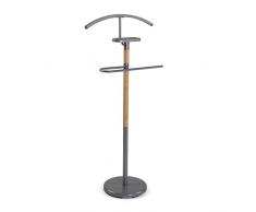 Versa Holstebro Galán de Noche Moderno Multifuncional con 2 Perchas o Colgadores para Ropa de Hombre o Mujer, Medidas (Al x L x An) 112 x 28,8 x 46,5 cm, Metal y Madera, Color Gris