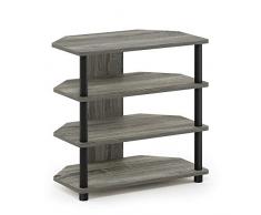Furinno Soporte para TV (4 Niveles), Color Gris y Negro