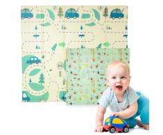 Edibaby, Alfombra Bebe, Diseño Infantil, 200 x 180 cm, Acolchada 1.5 cm de Grosor de XPE, Reversible y Plegable, Colchoneta para Niños, para Juegos en el Suelo, Segura y Duradera (Alphabet Edition)