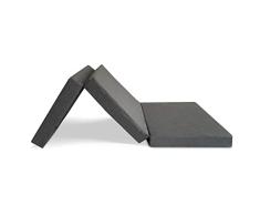DUÉRMETE ONLINE Gris Oscuro Colchón Plegable Eureka para Invitados con Cierre y Asa | Espuma de Gran Densidad (Extrafirme) y Funda en Loneta Desenfundable, Muy Transpirable, 90 x 190
