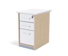 Rocada | Cajonera Oficina | 47x60x72 cm | Cajonera Madera con Cerradura | Mueble Auxiliar para Oficina con 3 cajones | Color Haya/Blanco