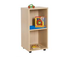 Mobeduc Mueble Infantil Bajo estantería 360, Haya, Haya y Azul Oscuro, 36x40x76.5 cm