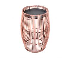 Teamson Home Muebles de Jardín para Exteriores, Pequeño, Redondo, para Patio, Mesa Auxiliar, Soporte para Plantas en Mimbre de Bambú con Parte Superior de Metal, Marrón