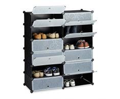 Relaxdays Zapatero XXL con Puertas, Negro, 37x94x108 cm