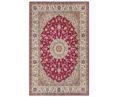 Nouristan Alfombra Oriental (80 x 150 cm, 100% Polipropileno, Resistente y fácil de Limpiar, remallado, Ideal para Todas Las Zonas residenciales, Apta para Suelo Radiante), Color Rojo y Crema