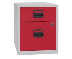 Bisley Home móvil Armario Auxiliar PFA, 1 Universal cajón, 1 cajón, HR de Metal, 506 Cuerpo Luz Gris, Frente de Cardenal Rojo, 40 x 41.3 x 52.8 cm