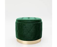 Playboy cm 677204PT - Puf con Espacio de Almacenamiento, pie de Metal Dorado, Verde Oscuro, 50 x 40 x 50 cm