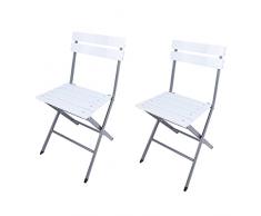 Rebecca Mobili Juego De 2 Sillas Plegables para Exterior, Acero Plástico, Gris Claro Blanco, para Bars Restaurantes - Dimensiones AxANxFON: 78 x 37 x 45 cm - Art. RE6820