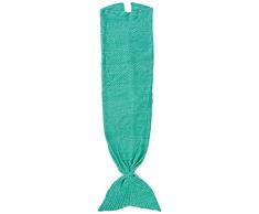 Jocca Manta Cola Sirena de Punto, Poliéster, Turquesa, 180x8x9 cm