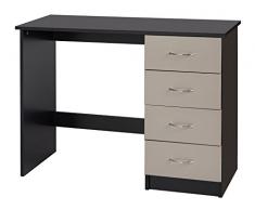 Alpha Luxe – Piedra Gris de Alto Brillo y Negro tocador, Madera