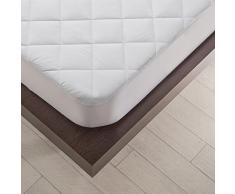 Sancarlos- Protector de colchón reversible, Acolchado, Poliéster, Color Blanco, Cama de 150 cm